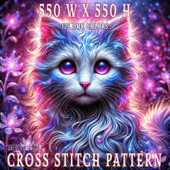 Nebula Eyes and Moonlit Fur Cross Stitch Pattern