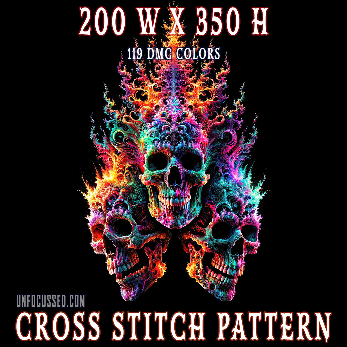 Neon Requiem Cross Stitch Pattern