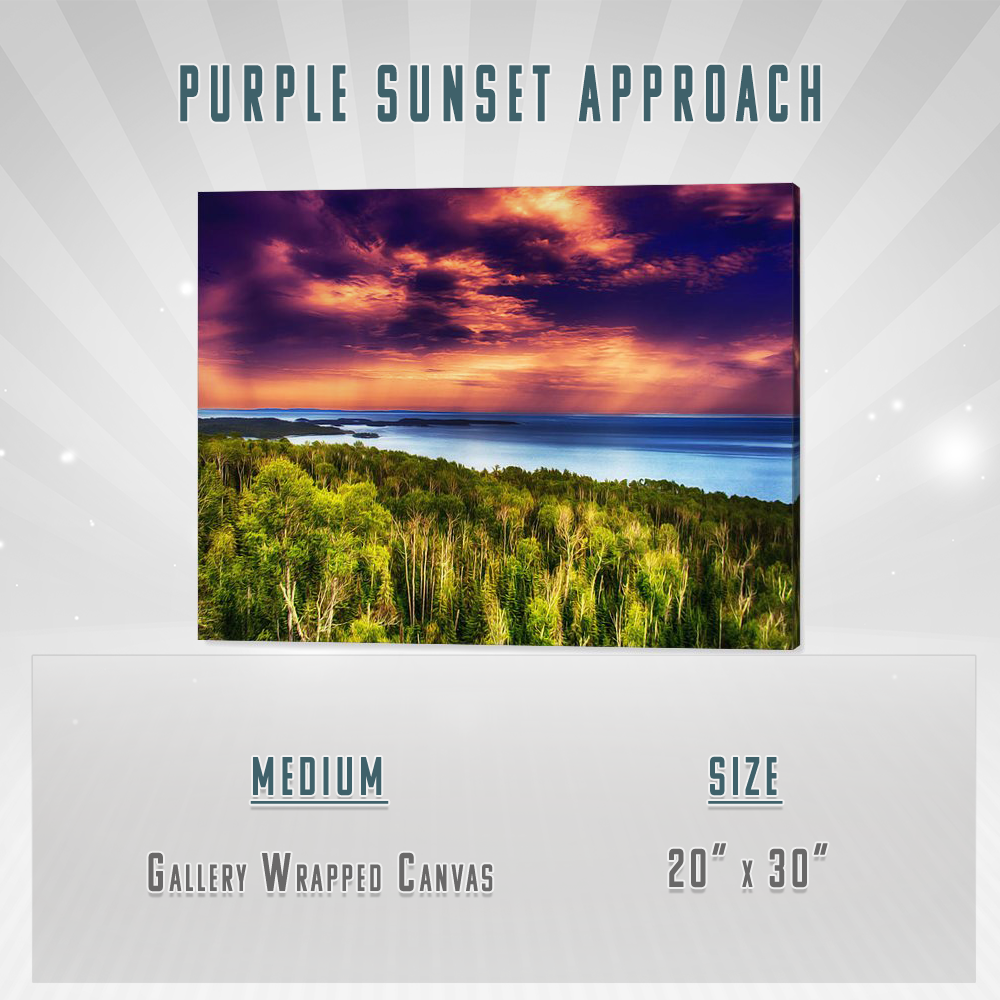 Approche du coucher de soleil violet Impression sur toile