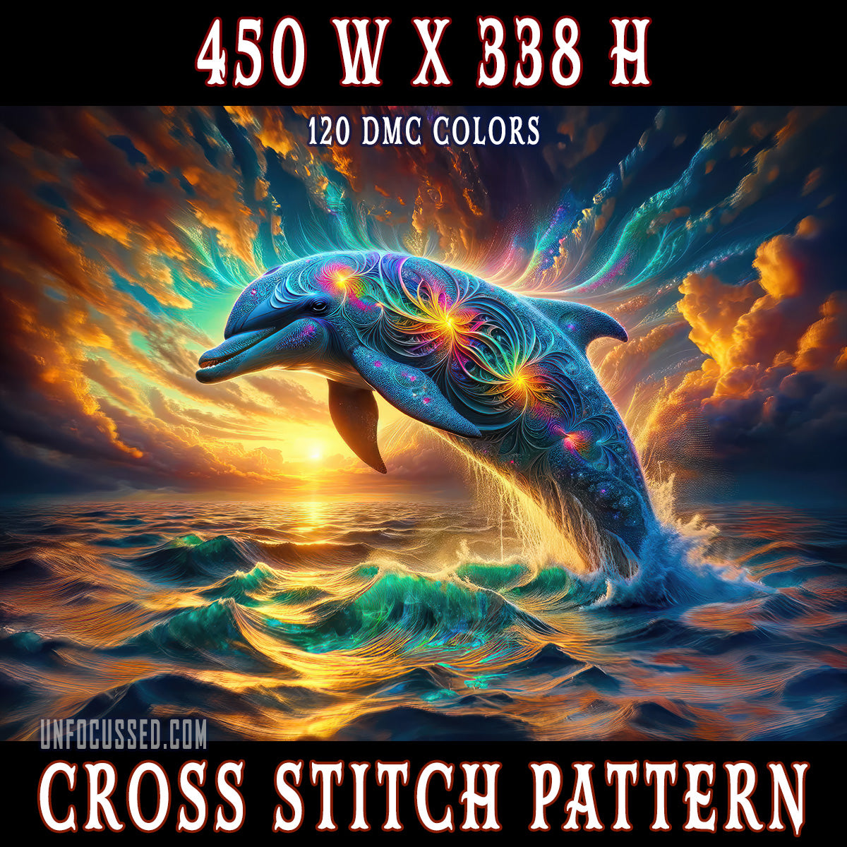 Quantum Leap of the Cosmic Dolphin Cross Stitch Pattern