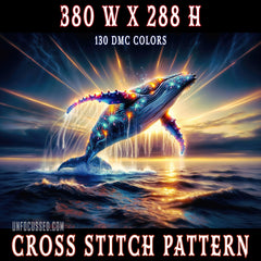 Quantum Leap of the Neon Whale Cross Stitch Pattern