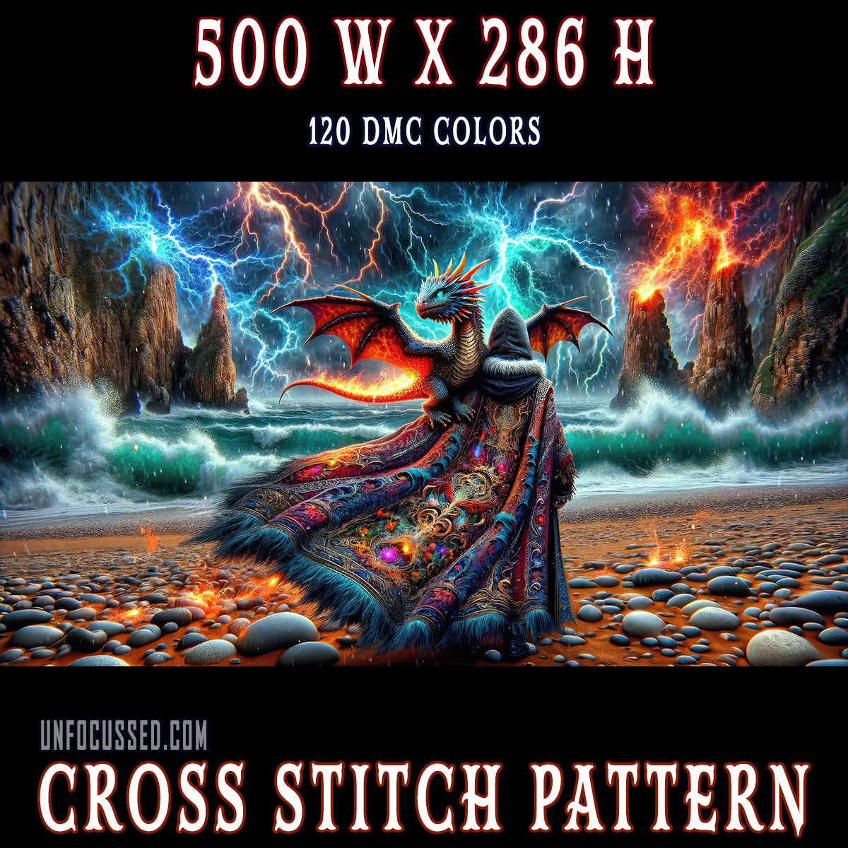 Stormbringer and the Dragon's Pact Cross Stitch Pattern