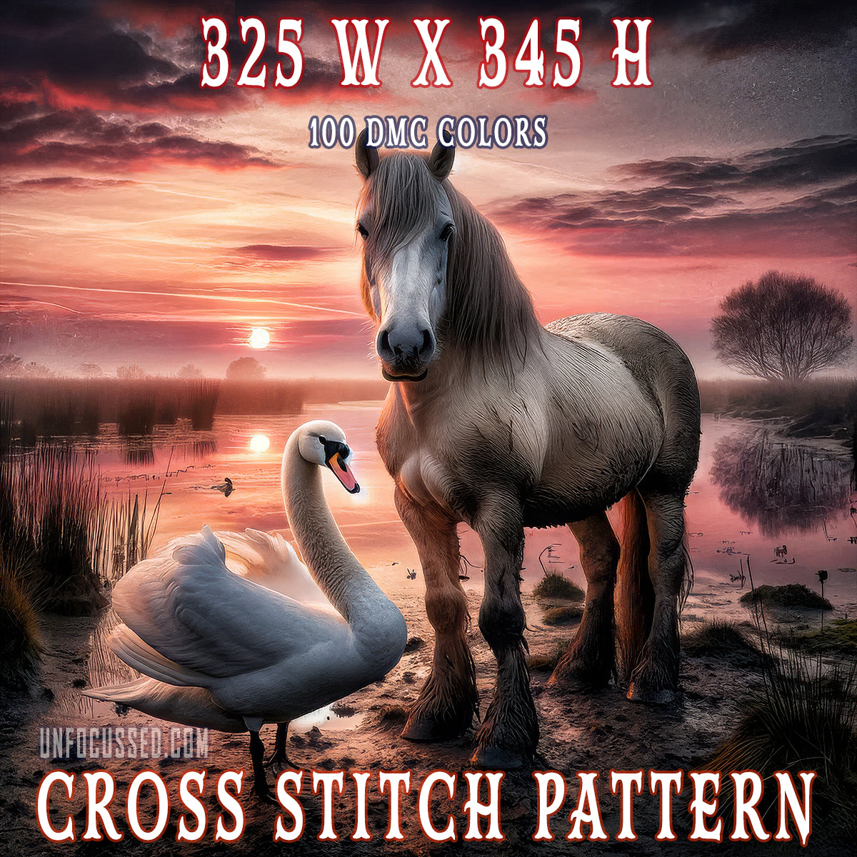 Swan and Steed Cross Stitch Pattern