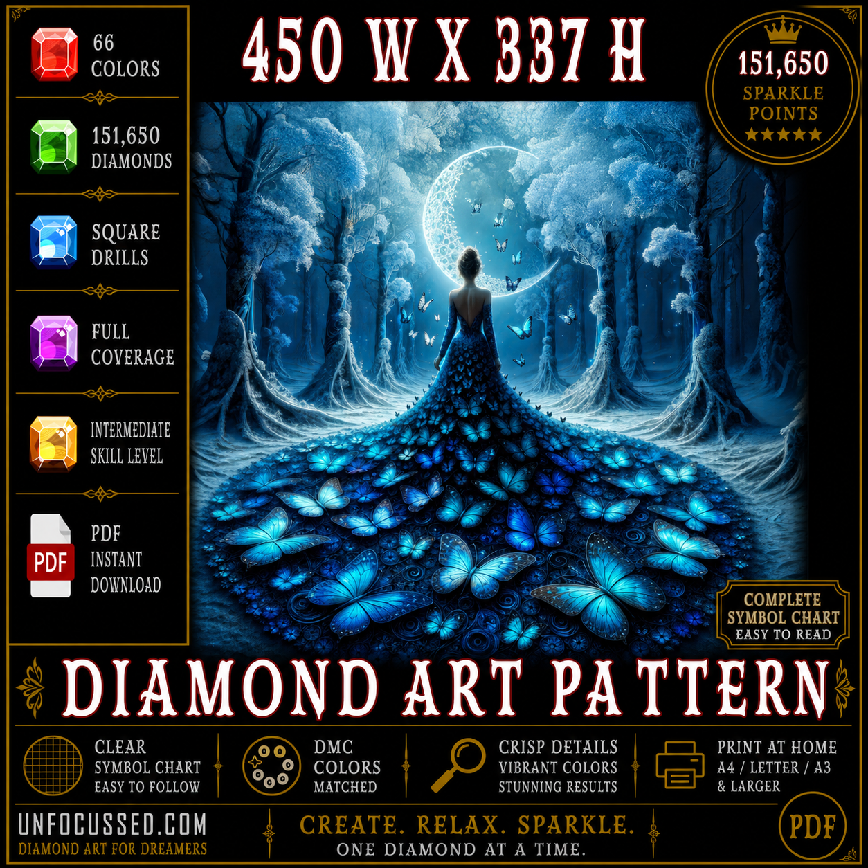 Sylvan Symphony en patrón artístico de diamante azul