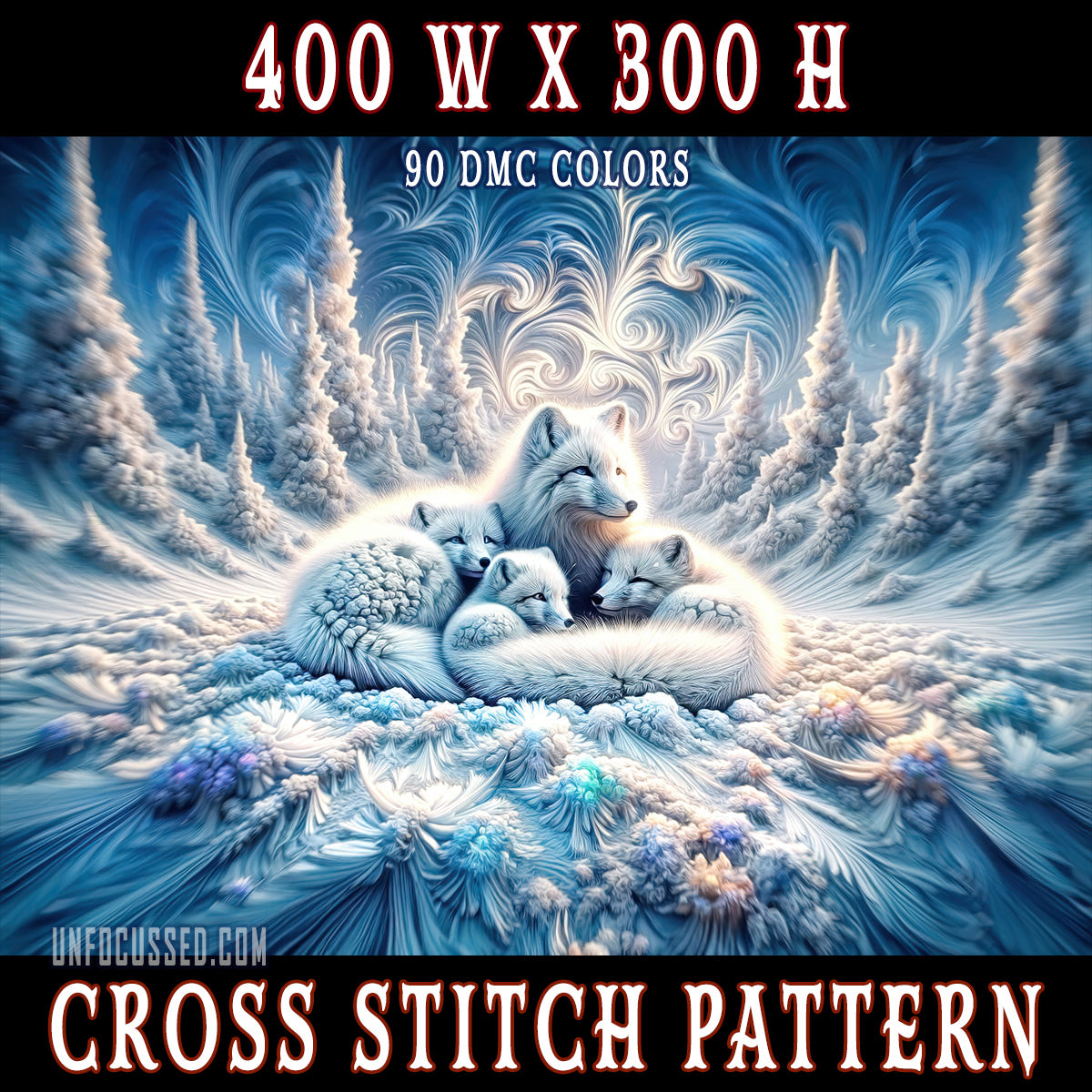 The Arctic Fox Family Cross Stitch Pattern