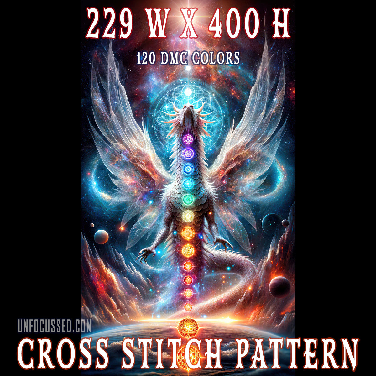 The Ascension of the Cosmic Serpent Cross Stitch Pattern