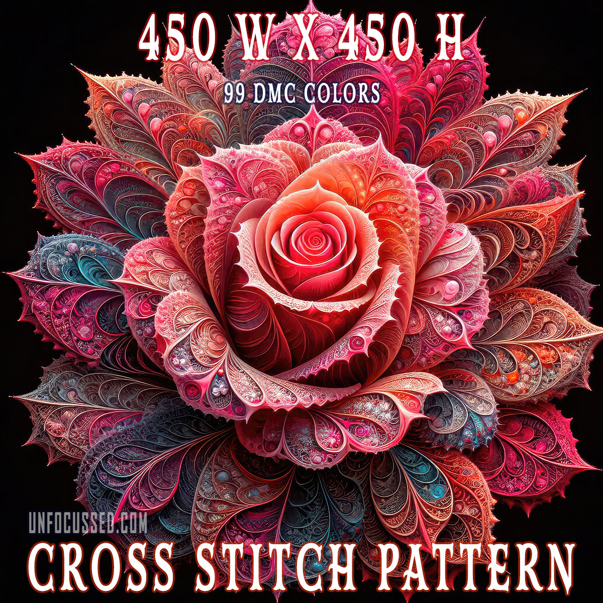 The Cosmic Bloom Cross Stitch Pattern