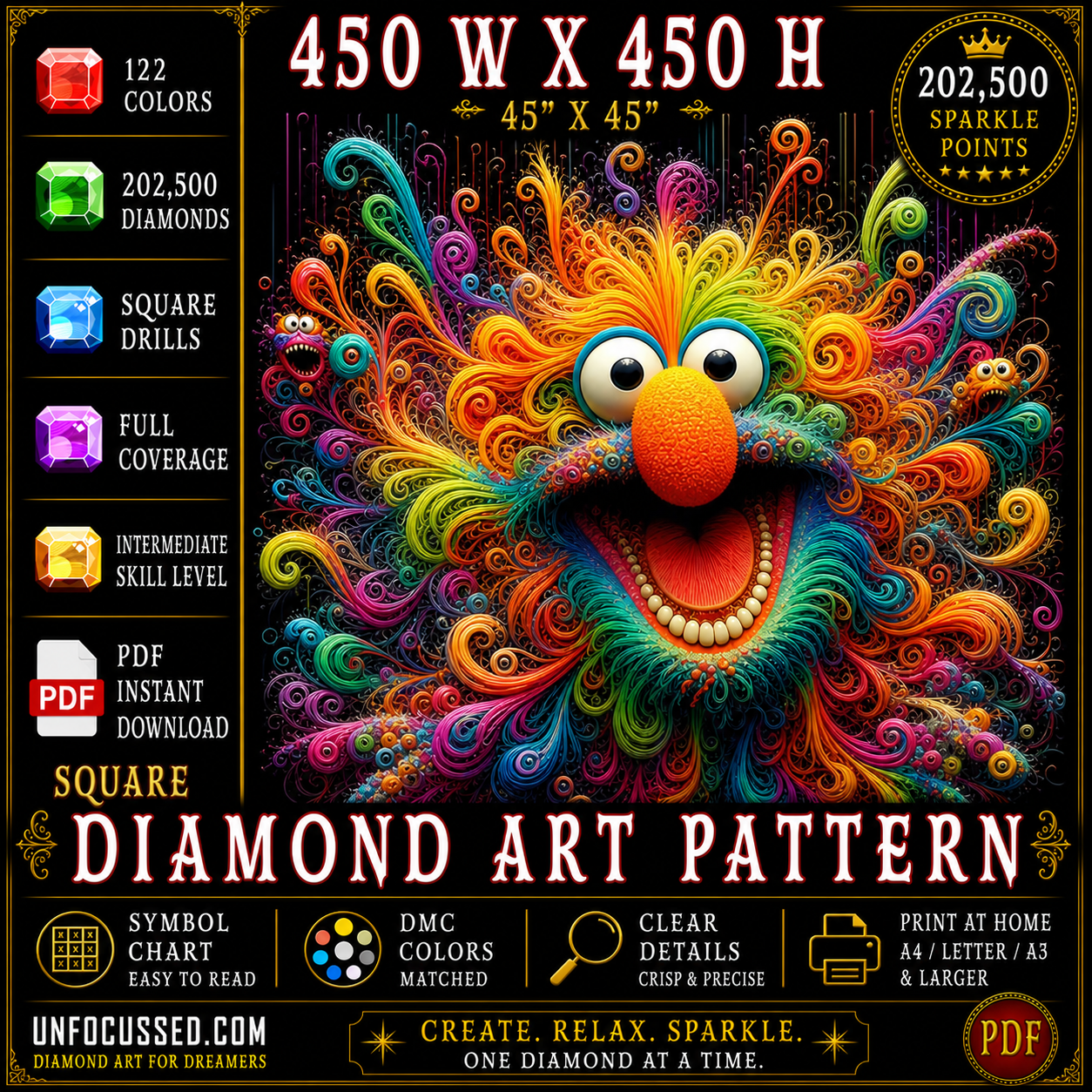 The Frenzy of Frizzlesnout Diamond Art Pattern