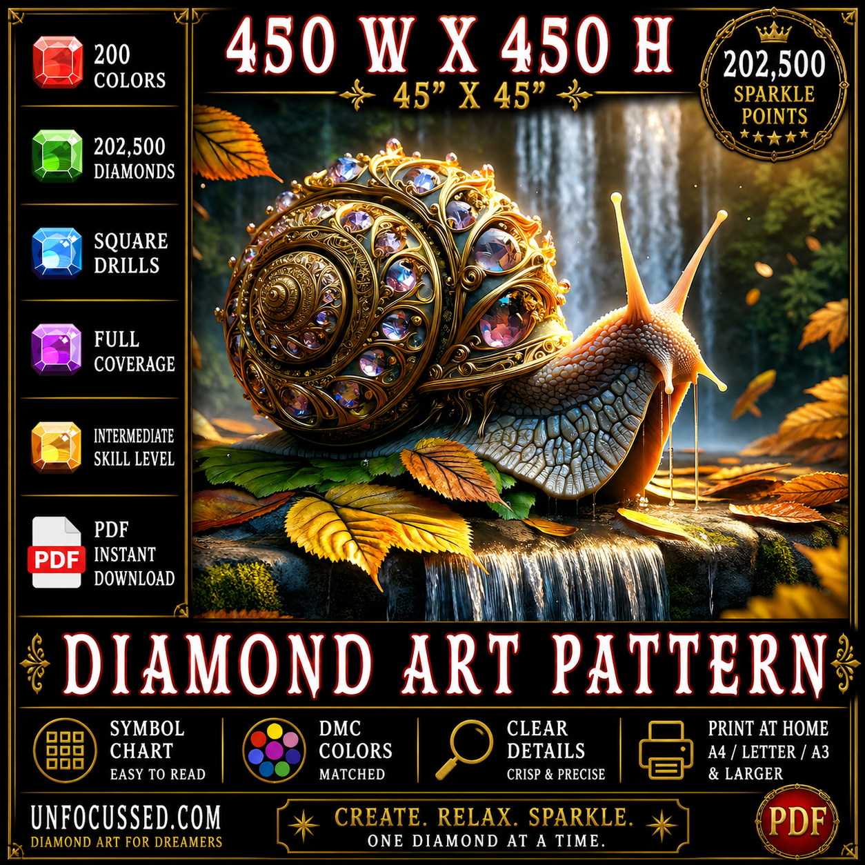 The Gilded Escargot Diamond Art Pattern