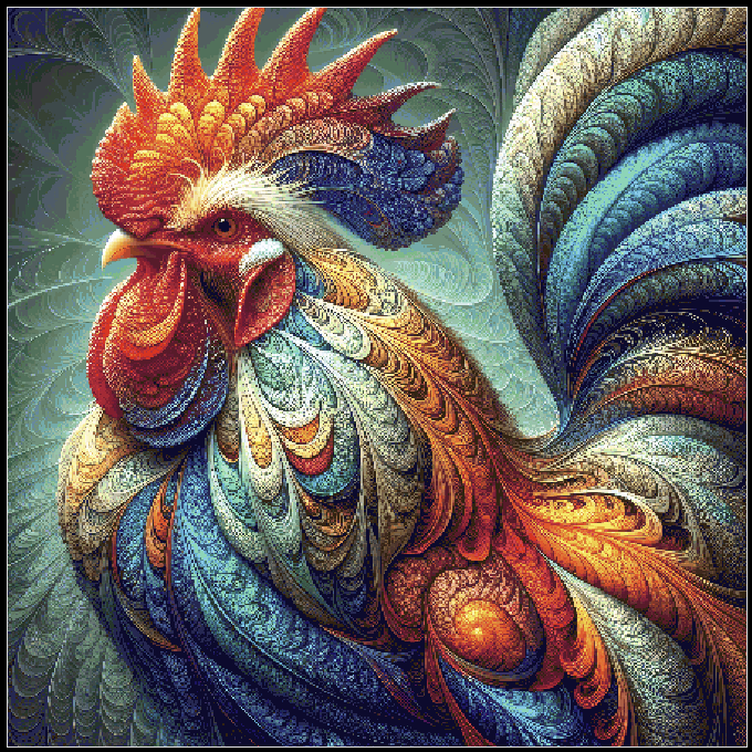 The Regal Acanthus Rooster Diamond Art Pattern