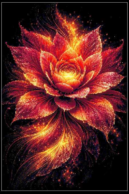 Velvet Phoenix Bloom Diamond Art Pattern