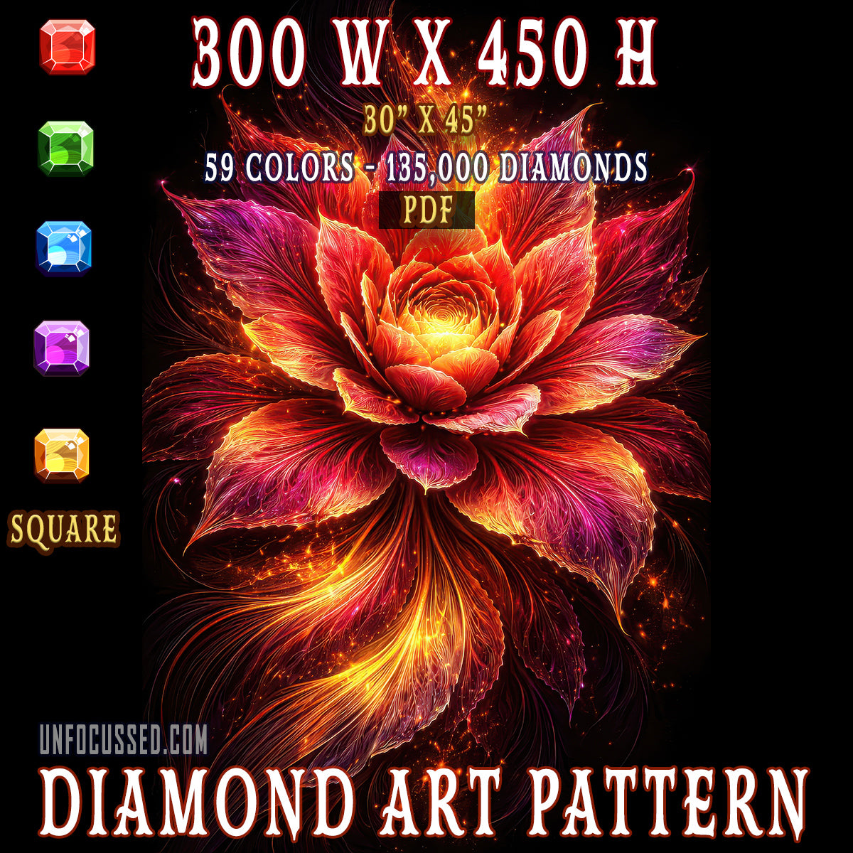 Velvet Phoenix Bloom Diamond Art Pattern