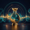 A resonant vessel sending a clear golden voice through a refined brand studio