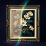 A worn photograph being carefully restored into a clean print-ready image